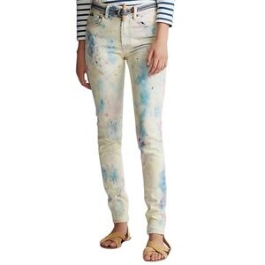 🔥 RARE POLO RALPH LAUREN Watercolor Tompkins Skinny HiRise Anke Splatter jeans